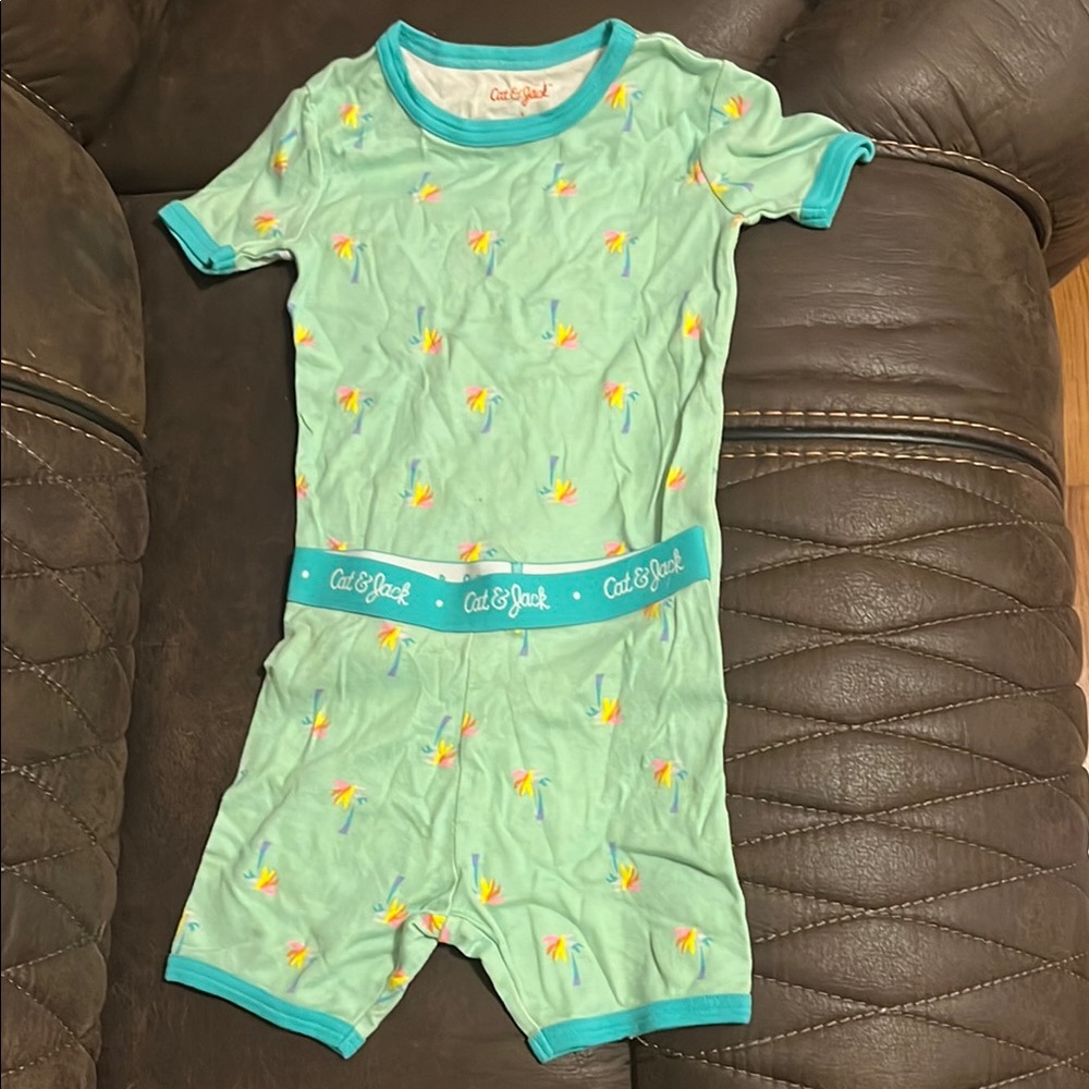 Cat & Jack Green and Yellow Pajama Set with Playful Design